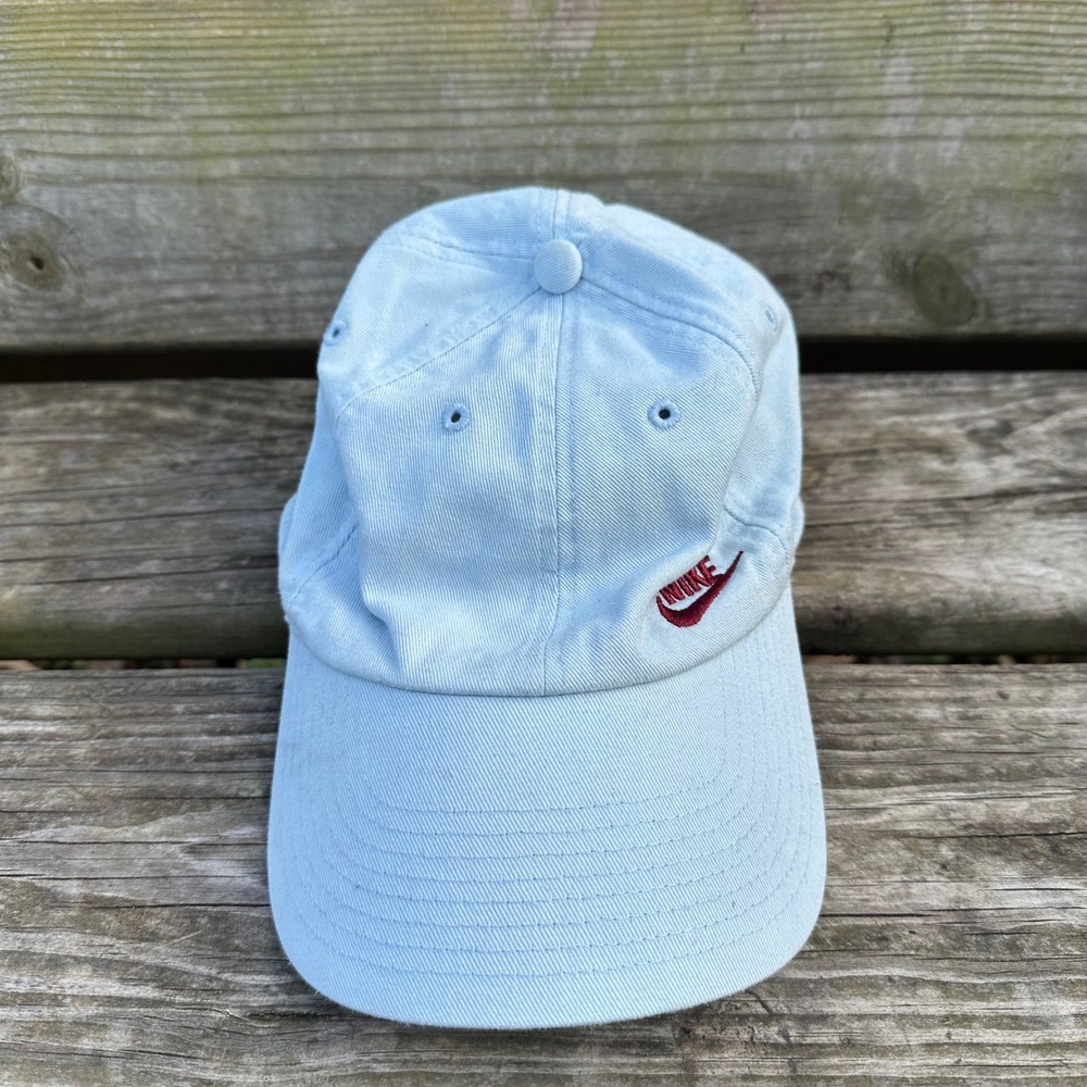 Nike Heritage86 Futura Adjustable Baseball Cap Baby Blue‎ Burgundy Logo Hat OSFM